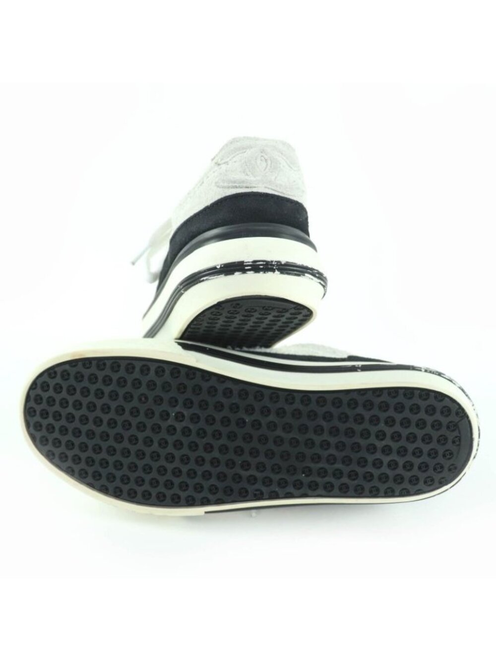 Chanel Coco Mark Lace Up Suede Leather Low-cut Sneakers White - Picture 6 of 9